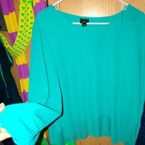 TEAL CHIFFON LIKE BLOUSE